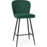 PAWS MÖBEL ALINE Tabouret, chaise de bar, assise en velours vert sur pieds noirs, chaise de salle à manger moderne, chaise de cuisine chaise de restaurant