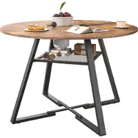 ProximaX Table de salle à manger ronde pour 4 -6 personnes, Ø120 Table de cuisine de style industriel avec pieds en acier, pour salle à manger, cuisine, bureau à domicile, chêne