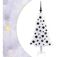 Syfax Sapin de Noël artificiel avec 150 LED Blanc 120 cm PVC et Acier