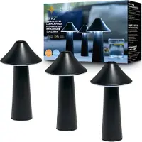 Northpoint Lampe de table LED moderne en forme de champignon, lot de 3, pour l'intérieur et l'extérieur, intensité réglable en continu, recharge USB, variation de couleur CCT, tente noire