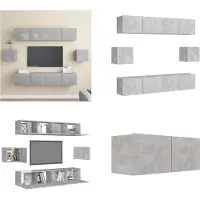 vidaXL 6 pcs. Set d'armoires TV gris béton bois composite - Set d'armoires TV - Set d'armoires TV suspendues - Set d'armoires TV suspendues