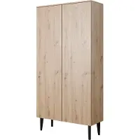 PAWS MÖBEL BERGEN , Armoire, Armoire avec portes, Salon, 100x196x57, Chêne ARTISAN, Pieds en bois naturels, Style scandinave, Armoire pivotante