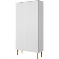 PAWS MÖBEL BERGEN , Armoire, Armoire avec portes, Armoire à portes battantes, 100x196x57, blanc, pieds en bois naturel, style scandinave