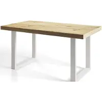 Alpi Möbel Table de salle à manger industrielle LOFT-U, dimensions : 140 x 80 x 77 cm, table de salon couleur : Artisan, avec pieds en métal de couleur blanche