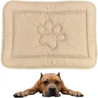 DOTTY Tapis pour chien avec motif de pattes - beige - taille L (88×60 cm) - lit pour chien lavable et imperméable - antidérapant et durable pour les grands chiens