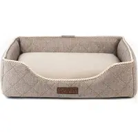 DOTTY Lit pour chien, canapé pour chien, lit pour chat Lit douillet pour animaux domestiques, lit en peluche pour petits chiens, marron clair, taille XS (45 cm x 35 cm)