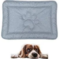 DOTTY Tapis pour chien avec motif de pattes - gris clair - taille S (60×45 cm) - lit pour chien antidérapant et imperméable - lit pour chien lavable pour petits chiens