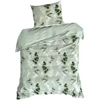 Eurofirany | Linge de lit - Literie - 140 x 200 cm - 100 % coton - vert - Ensemble de housse de couette - Motif à feuilles