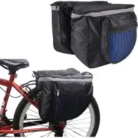 Merkloos Sacoche de vélo pour porte-bagages, imperméable, en tissu 600D, avec design réfléchissant, de couleur noire, idéale pour les randonnées à vélo