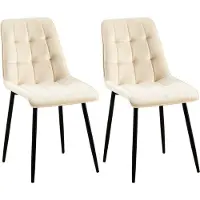 BellaFurn set de 2 chaises de salle à manger - chaises en velours - grand confort d'assise | Couleur : Crème | Matériau : Souple