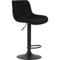 BellaFurn Tabouret de bar velours - Design moderne - Réglable en hauteur et pivotant à 360° | Couleur : noir | Couleur de base : noir