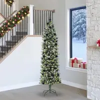 Prolenta Maison Exclusive - Sapin de Noël artificiel élancé, vert et blanc, 240 cm