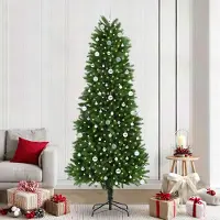 vidaXL Elégant style arbre de Noël avec 300 LEDs avec support vert 240 cm PE - Sapins de Noël artificiels Hommie3722832 2parcel