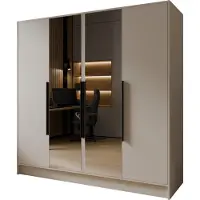 MargaretHadas24 Armoire Goya II 200 cm avec miroir (cachemire, poignées noires)