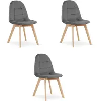 Leobert Chaise - - Bora - Velours Gris Foncé - 44,5 X 54 X 81,5 Cm - Lot De 3