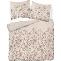 Detexpol Linge de lit, draps en flanelle, chauds, pour l'hiver 200 x 220 5633b Beige, fleurs