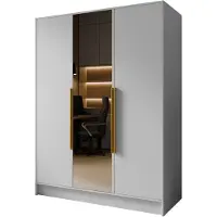 MargaretHadas24 Armoire Goya II 150 cm avec miroir (blanc, poignées dorées)