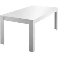 Meublorama Table extensible 137x90, Collection FALL, couleur blanc laqué brillant