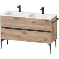 Duravit Sivida Meuble sous-lavabo, 2 tiroirs, poignée noire diamantée mate, 1280x477x592mm, pour Sivida, SV46540BD550000