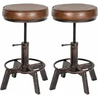 BellaFurn set de 2 chaises de bureau industrielles - réglables en continu - rembourrage confortable en similicuir | Couleur : bronze