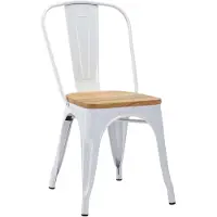 Duhome Chaise de cuisine Chaise de salle à manger en METAL Assise en bois empilable, Couleur:Blanc+Bois naturel, Matériau:Métal