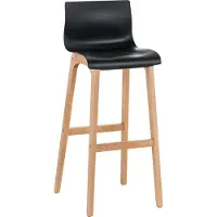 BellaFurn Tabouret de bar - Tabouret haut - Confort d'assise ergonomique, polypropylène et hêtre. Couleur du bois : noir