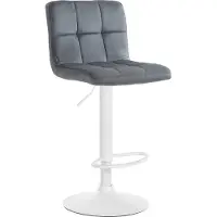 BellaFurn Tabouret de bar en velours - tabouret confortable - réglable et pivotant pour une assise facile ultime | Couleur : gris foncé, couleur de base : blanc