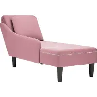 Syfax Chaise longue avec coussin et accoudoir droit Rose velours