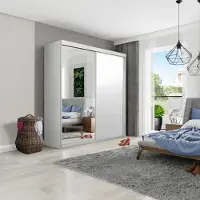 KIER FURNITURE Armoire polyvalente à portes coulissantes TOP B-23 - Blanc 150x200x62 cm