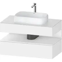 Duravit Qatego Meuble sous-lavabo sur console, 1 tiroir, 1 tiroir, découpe au centre, 1000x550x600mm, niche blanc mat, QA4731018180010