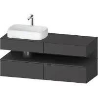 Duravit Collection One Meuble sous-vasque en console, 2 tiroirs, 2 coulissants, découpe à gauche, 1400x550x600mm, niche graphite mat, QA4765049490000