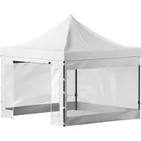 SucceBuy Tente d'abri pop-up, 3 x 3 m, pour l'extérieur, pavillon de terrasse, parois latérales amovibles, sac avec roulettes, résistante aux UV, étanche, protection immédiate