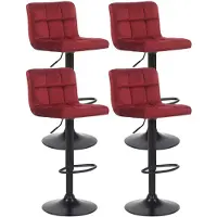 BellaFurn ensemble de tabourets de bar 4 pièces Velours - Tabourets de bar - Confort optimal | Couleur : Rouge