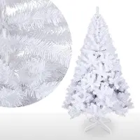 Jiubiaz Arbre de Noël artificiel, sapin de décoration en épicéa, y compris support d'arbre de Noël en métal, montage rapide, pliable,Blanc 150cm