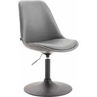 BellaFurn Chaise de salle à manger en similicuir - Chaise moderne - Réglable en hauteur & pivotant à 360° | Couleur : gris | Couleur de base : noir