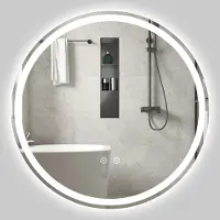 Northix Miroir de salle de bain rond à LED, 70 cm, luminosité réglable