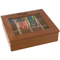Aps Boîte à thé, 12 compartiments, Accessoires de thé, Marron