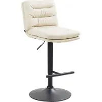 BellaFurn Tabouret de bar - Chaise en similicuir - Grand confort d'assise, design élégant, fonction de rotation à 360 degrés | Couleur : crème | Couleur de base : noir