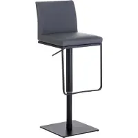 BellaFurn Tabouret de bar en similicuir - tabouret multifonctionnel - réglable et pivotant pour un confort optimal | Couleur : gris | Couleur de base : noir