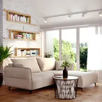 FURNISTAR Canapé d'angle ISABELL avec fonction sommeil et coffre de lit Canapé en L avec pieds noirs Canapé convertible en L avec ottomane Coin rembourré Salon (beige)
