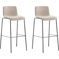 BellaFurn set de 2 tabourets de bar - tabourets minces - design ergonomique pour une position assise confortable | Couleur : crème | Couleur de base : noir