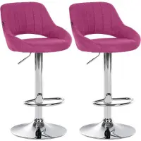 BellaFurn set de 2 tabourets de bar - Tabouret de bar - Réglable en hauteur avec fonction rotation 360° | Couleur : lilas | Matériau base : métal aspect chrome