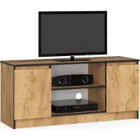 Akord Meuble TV 120 cm en couleur Chêne avec Rangement et 2 Tiroirs