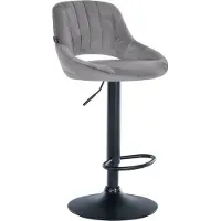 BellaFurn Tabouret de bar rembourré de velours - chaise de luxe - hauteur d'assise réglable, fond protégé. Couleur : gris foncé. Couleur de base : noir