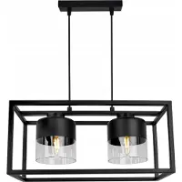 Light11 HOME Roma Cage Lampe à suspendre - Plafonnier pour le salon, la chambre à coucher et la salle à manger - Suspension en métal et en verre - E27 - 2-flamme