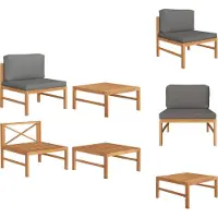 vidaXL Ensemble de salon de jardin 2 pièces avec coussins gris foncé teck - éléments de canapé de jardin