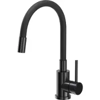 Quadron Robinet de cuisine MAGGIE SteelQ Mitigeur 360°, couleur : noir, hauteur : 38cm Fonction QFix, rotation- Robinet de cuisine en inox