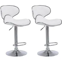 BellaFurn set de 2 tabourets de bar - Tabouret haut - Position assise confortable, similicuir | Couleur : blanc | Couleur de base : chrome