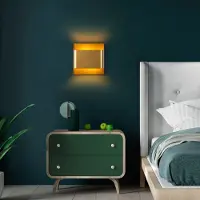 Opviq , applique murale haut de gamme, dorée, 25 x 25 x 11 cm | Corps en métal, 2 x G9 max. 8 W (ampoule non fournie) | IP20, design moderne pour l'hôtellerie et la maison.