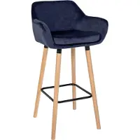 BellaFurn Tabouret de bar avec revêtement souple - tabouret haut - chaise ergonomique confortable, structure en hêtre | couleur : bleu foncé